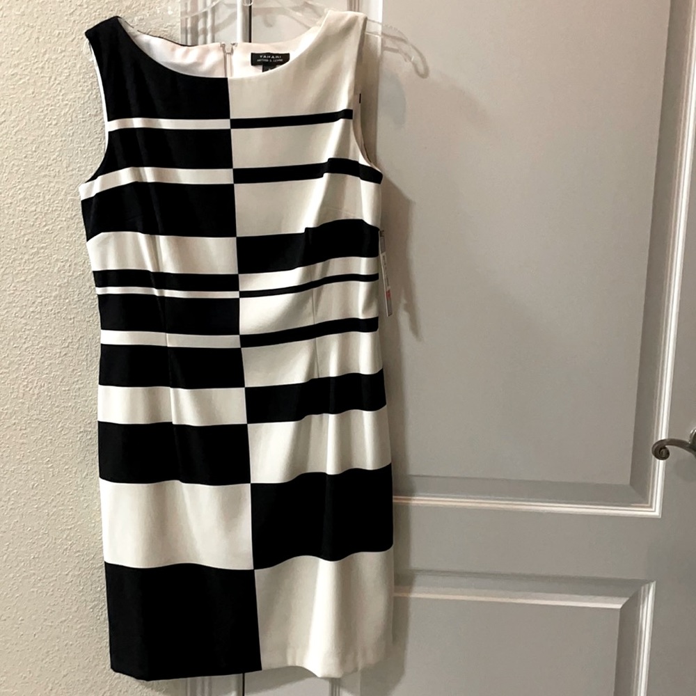 Black and White Striped Sleeveless Dress